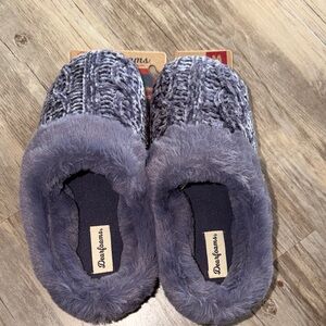 dearfoams Plush Knit Slip-On Slippers in Dusty Purple
